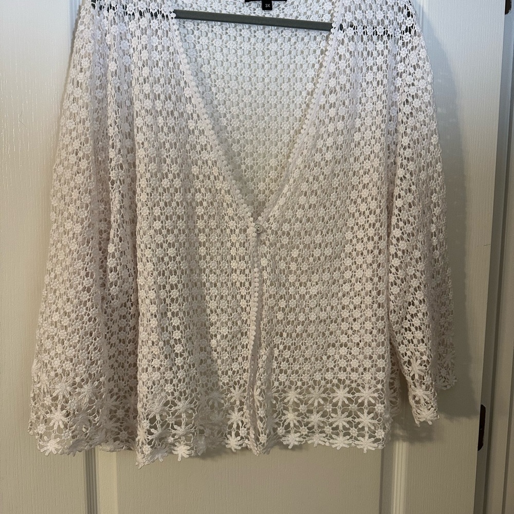 Elegant White Crochet Cardigan